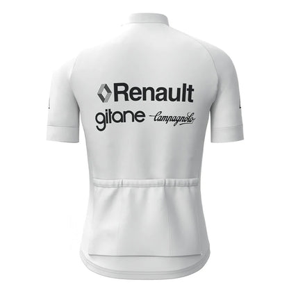 Renault Gitane Wit Vintage Korte Mouw Fietsshirt Bijpassende Set