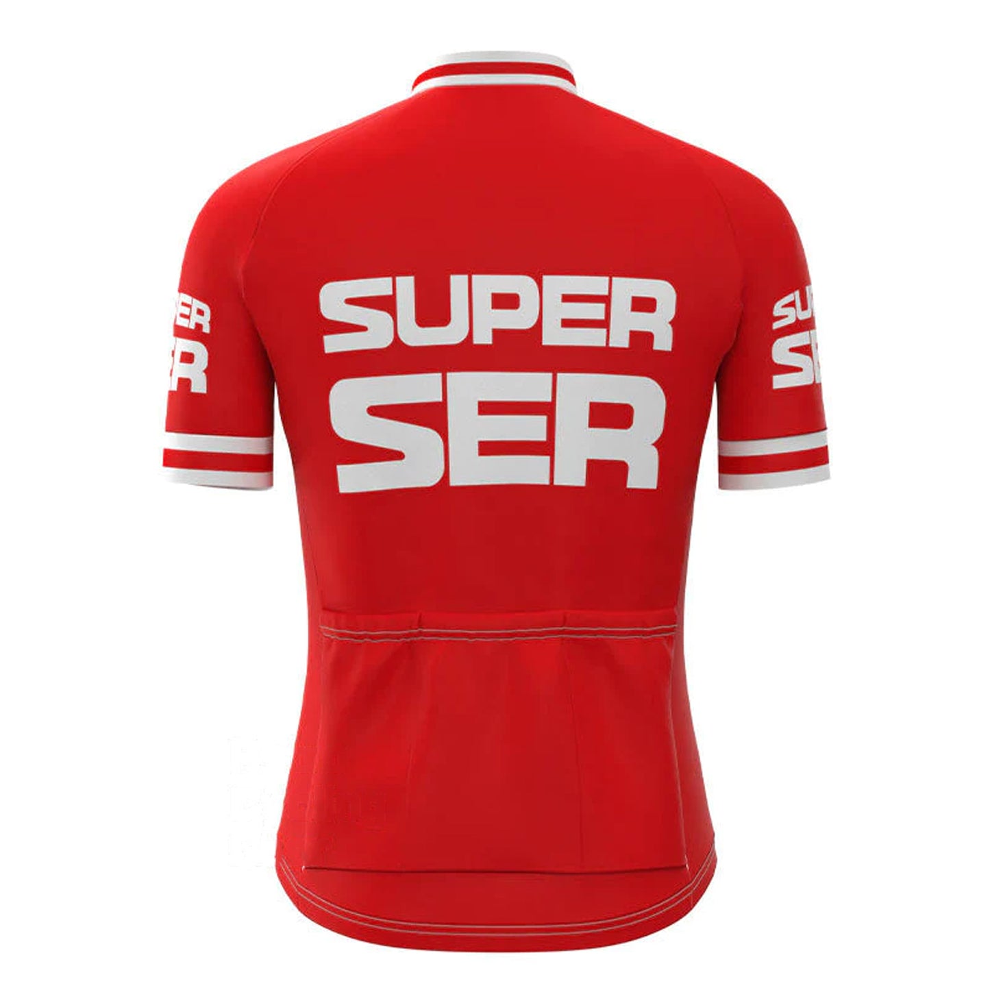 Super Ser Red Retro Korte Mouw Fietsshirt Bijpassende Sets