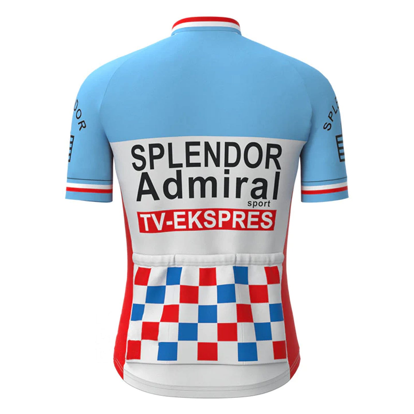 SPLENDOR Blue Short Sleeve Vintage Cycling Jersey Top