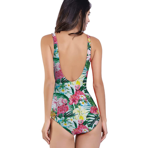 Floral Flamingo Funny One Piece Swimsuit