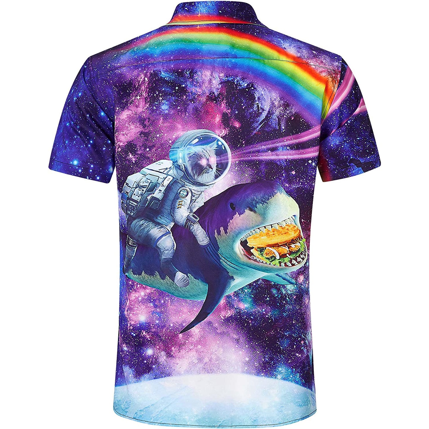 Astronaut Kat Rijdt Taco Haai Grappig Hawaiiaans Shirt