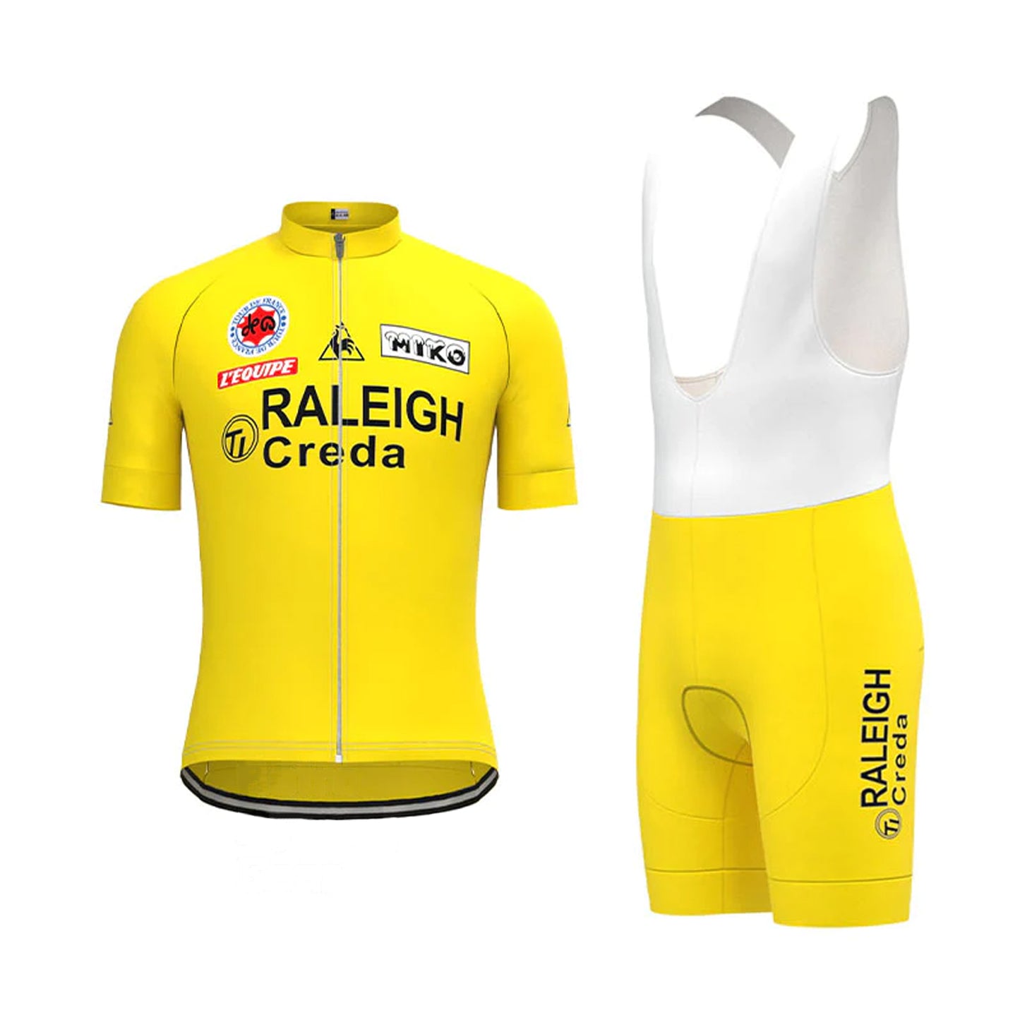 TI RALEIGH Gelbes Vintage Kurzarm-Radtrikot-Set