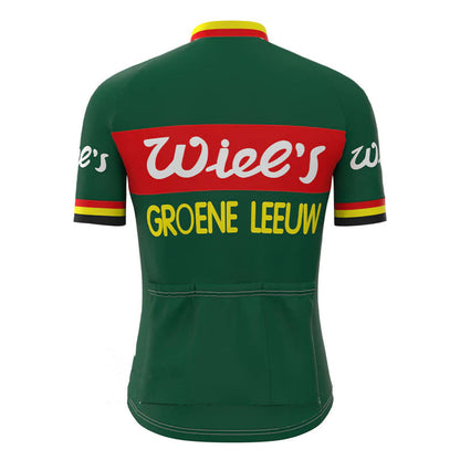 Wiee's Groene Leeuw bijpassende set groen vintage wielershirt met korte mouwen