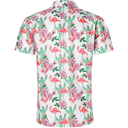 Cactus Rose Flamingo Grappig Hawaiiaans Shirt