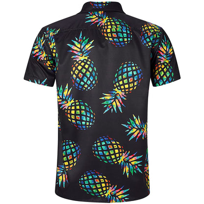 Ananas Zwart Grappig Hawaiiaans Shirt