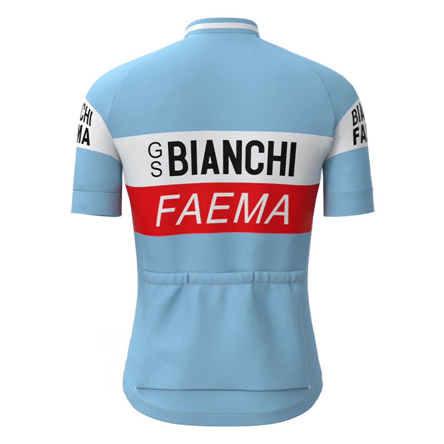 BIANCHI Blauw Rood Vintage Korte Mouw Fietsshirt Bijpassende Set