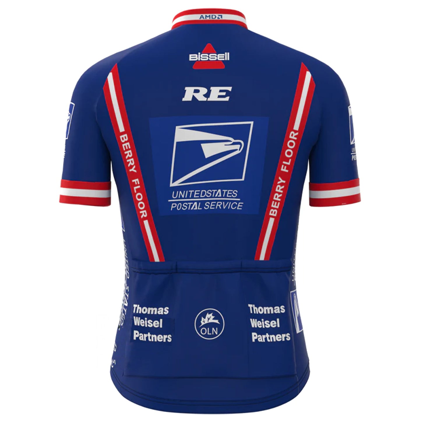 Passendes Set mit kurzärmligem Vintage-Radtrikot des US Postal Service