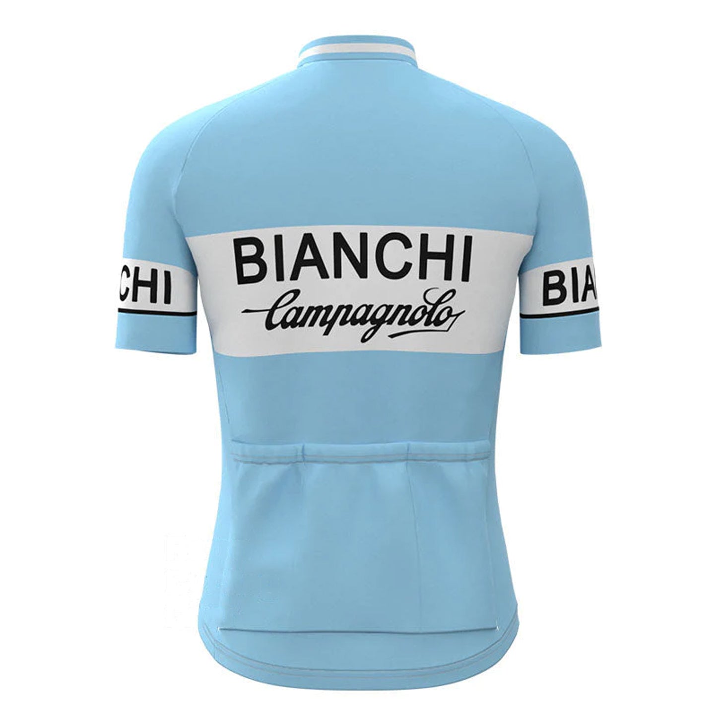 Bianchi Blue Vintage Korte Mouw Fietsshirt Bijpassende Set