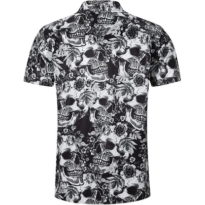 Bloemen Schedel Grijs Grappig Hawaiiaans Shirt