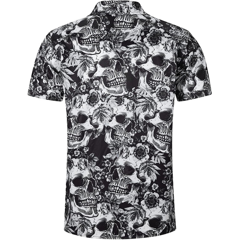 Flowers Skull Gray Funny Hawaiian Shirt