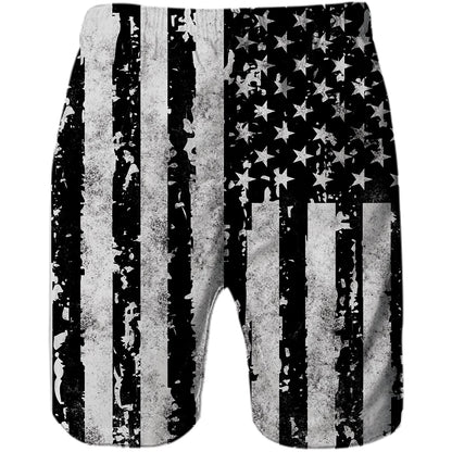 Gray American Flag Funny Swim Trunks