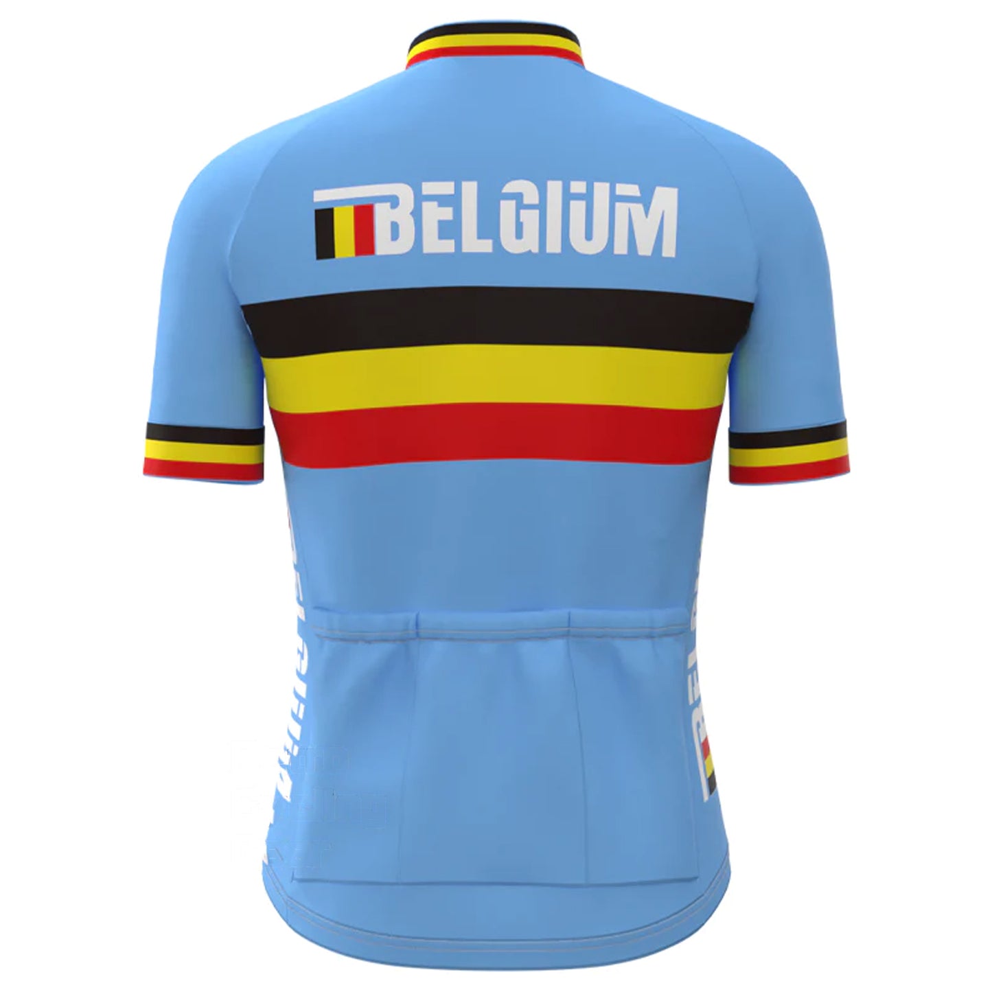 BELGIUM Blauw Vintage Korte Mouw Fietsshirt Bijpassende Set