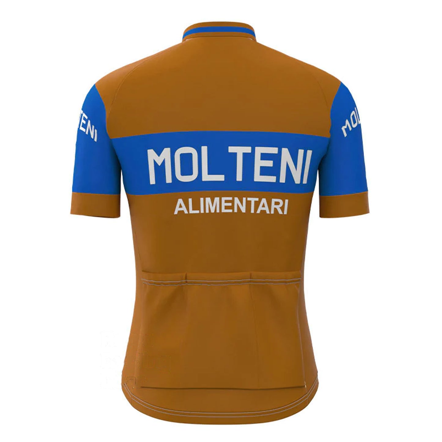 Molteni Bruin Blauw Vintage Korte Mouw Fietsshirt Bijpassende Set