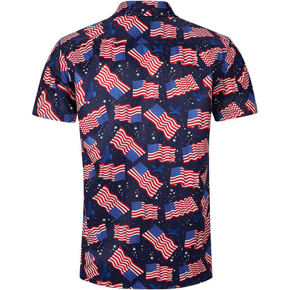 Lustiges Hawaii-Shirt mit Weltraum-Amerikanische Flagge