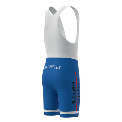 Magniflex Famcucine – Blaue Retro-Radsport-Trägershorts