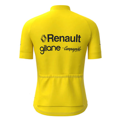 Renault gitane Geel Vintage Korte Mouw Fietsshirt Bijpassende Set