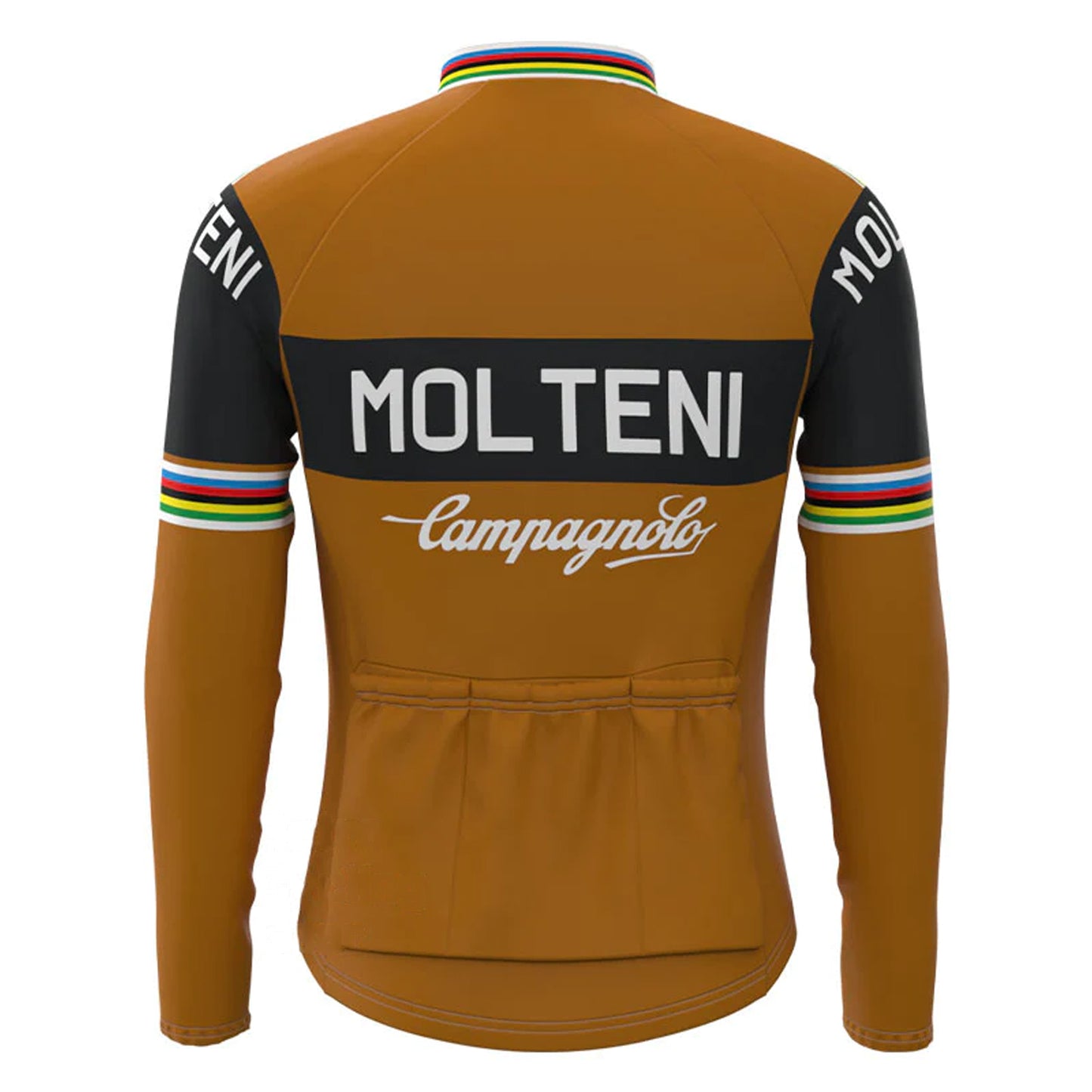 Molteni Schwarz-Braun Vintage Langarm-Radtrikot Passendes Set