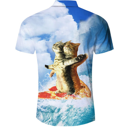 Pizza Titanic Cats Funny Hawaiian Shirt