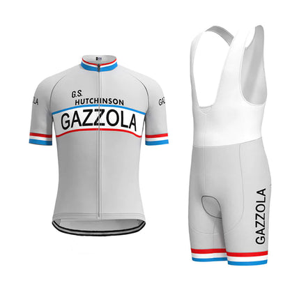 Gazzola Grijs Vintage Korte Mouw Fietsshirt Bijpassende Set