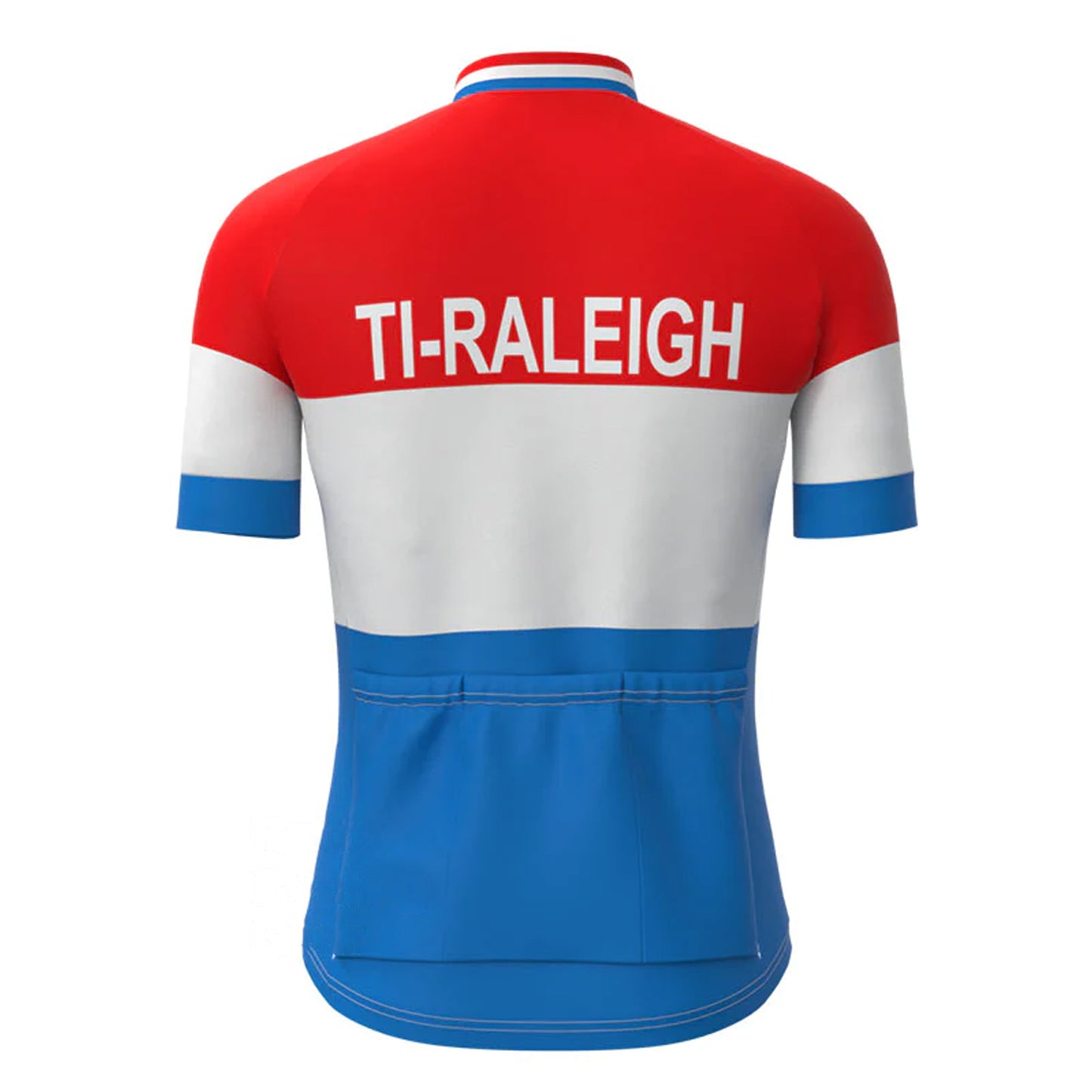 TI Raleigh Rood Wit Blauw Korte Mouw Vintage Fietsshirt Top