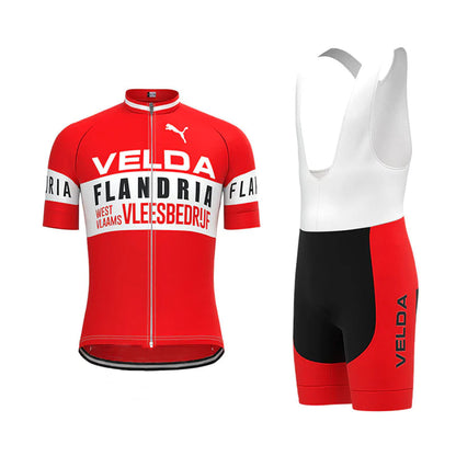 Passendes Set mit kurzärmligem Retro-Radtrikot von VELDA Flandria