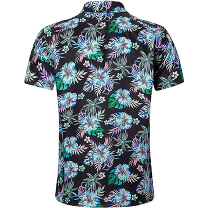 Hawaiihemd mit Blumen- und Blattmotiv