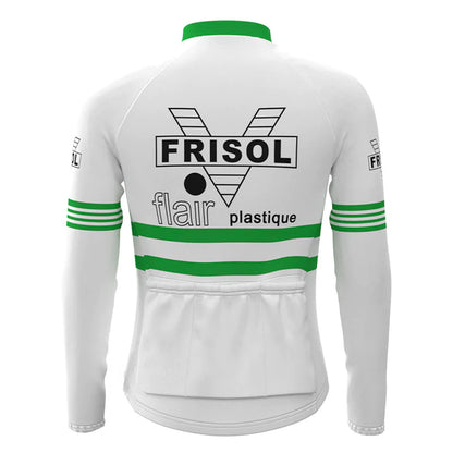 Frisol Groen Vintage Lange Mouw Fietsshirt Top