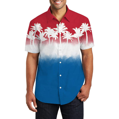 Lustiges Hawaiihemd mit rot-blauer Palme