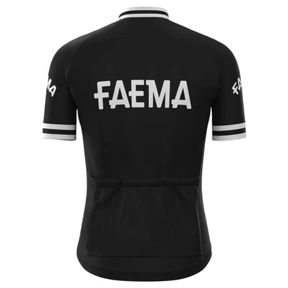 FAEMA Schwarzes Vintage Kurzarm-Radtrikot-Set