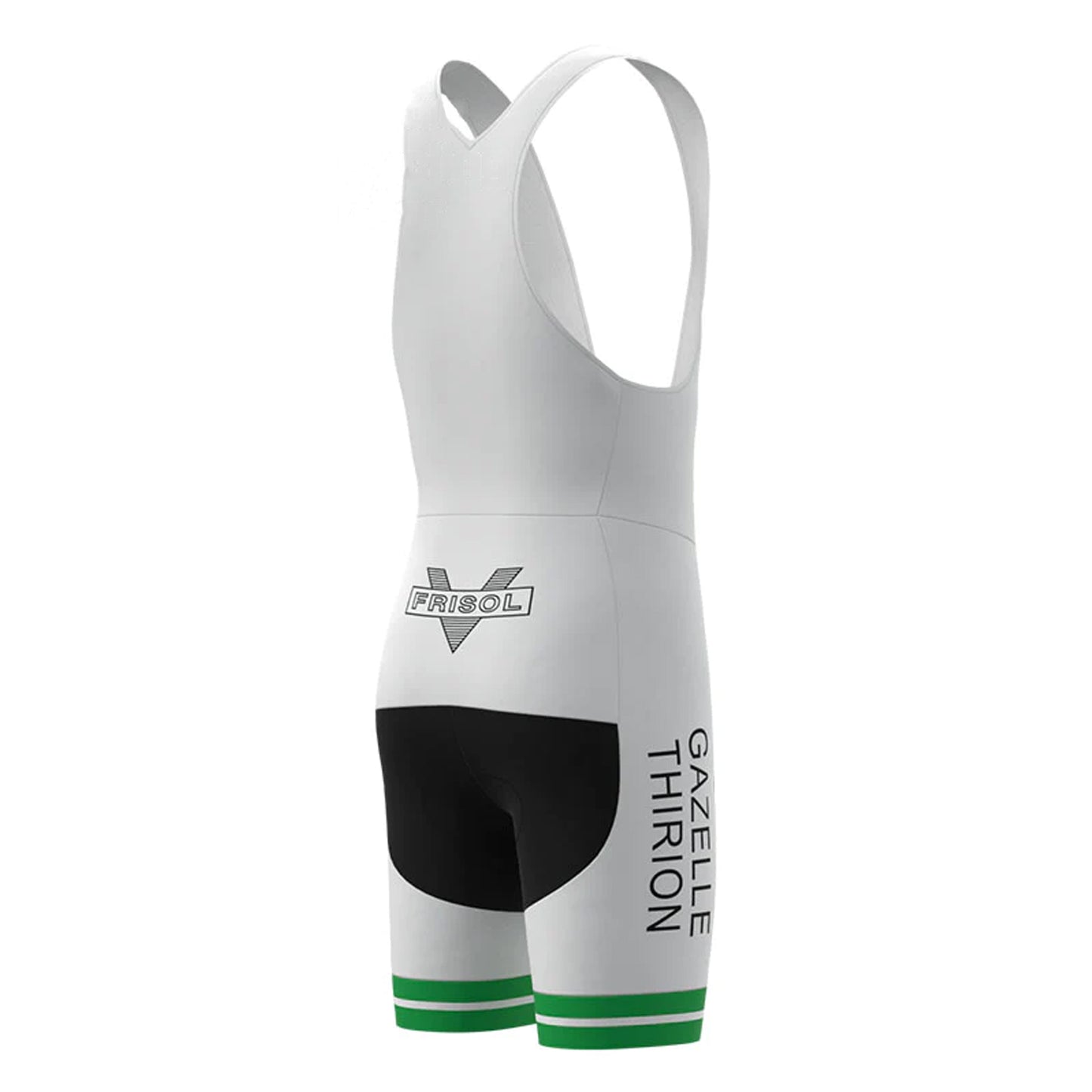 Frisol Green White Retro Cycling Bib Shorts