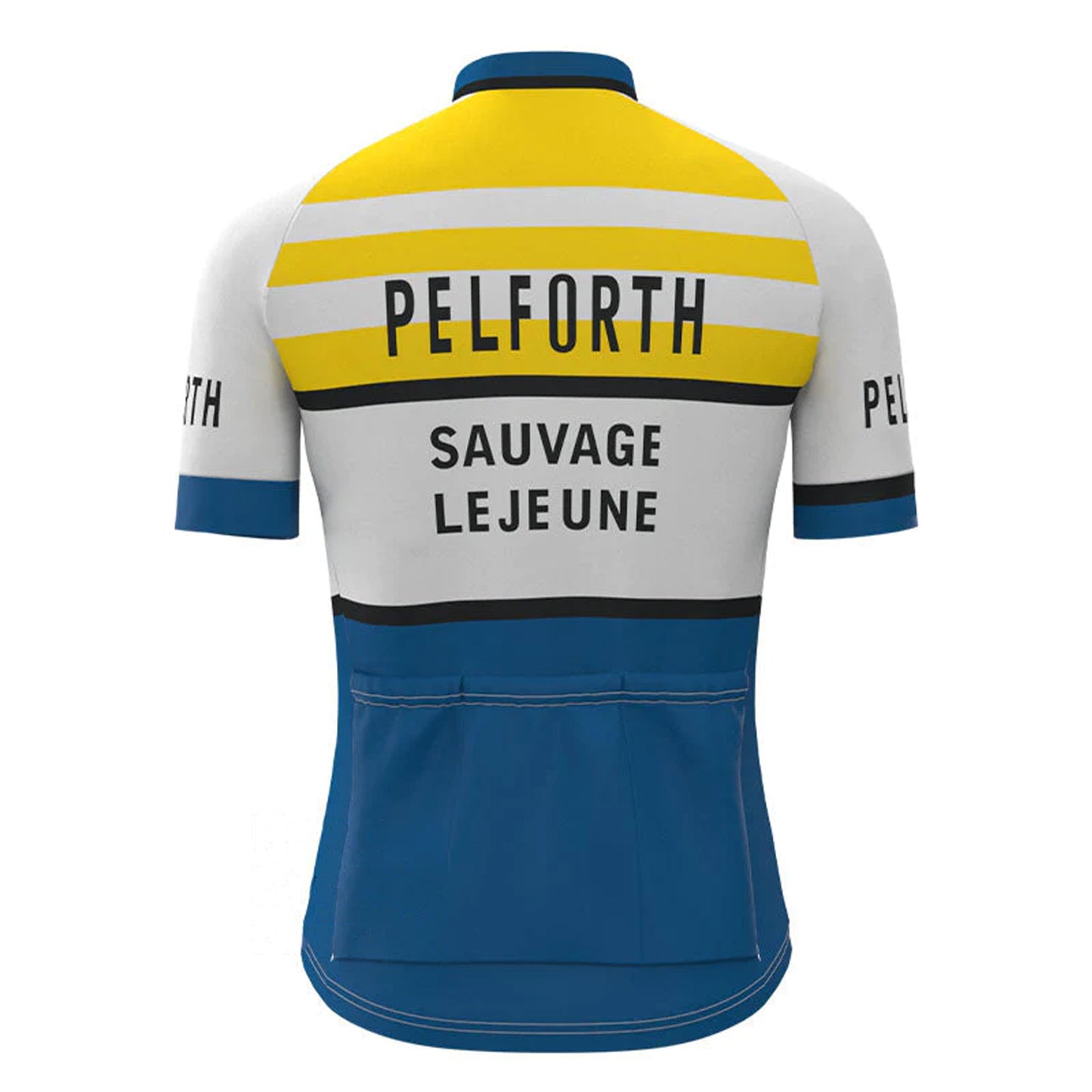 Pelforth Sauvage Lejeune Yellow Blue Vintage Short Sleeve Cycling Jersey Matching Set