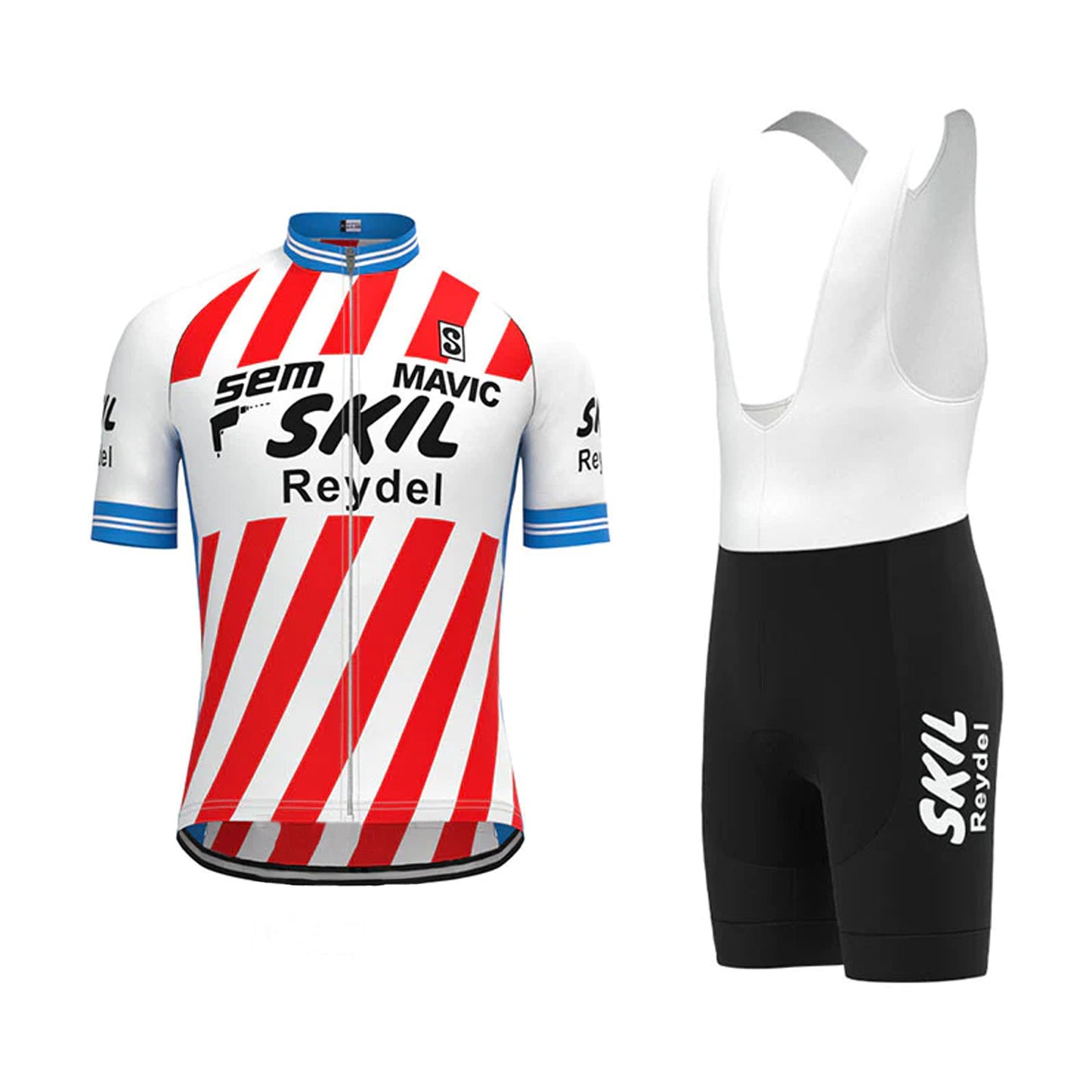 Skil-Sem Red Stripe Vintage Korte Mouw Fietsshirt Bijpassende Set