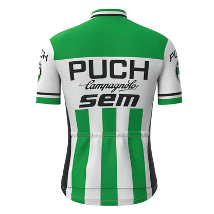 Puch Sem Campagnolo Groen Korte Mouw Vintage Fietsshirt Top