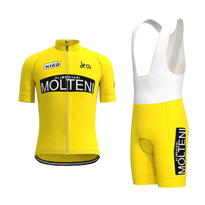 Molteni – Passendes Set aus kurzärmligem Vintage-Radtrikot in Gelb