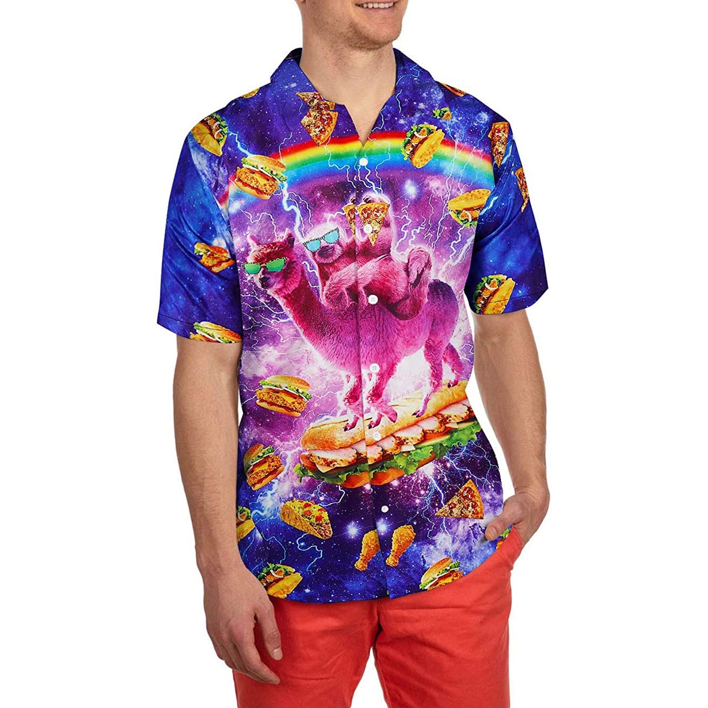 Taco Luiaard Rijdende Lama Grappig Hawaiiaans Shirt