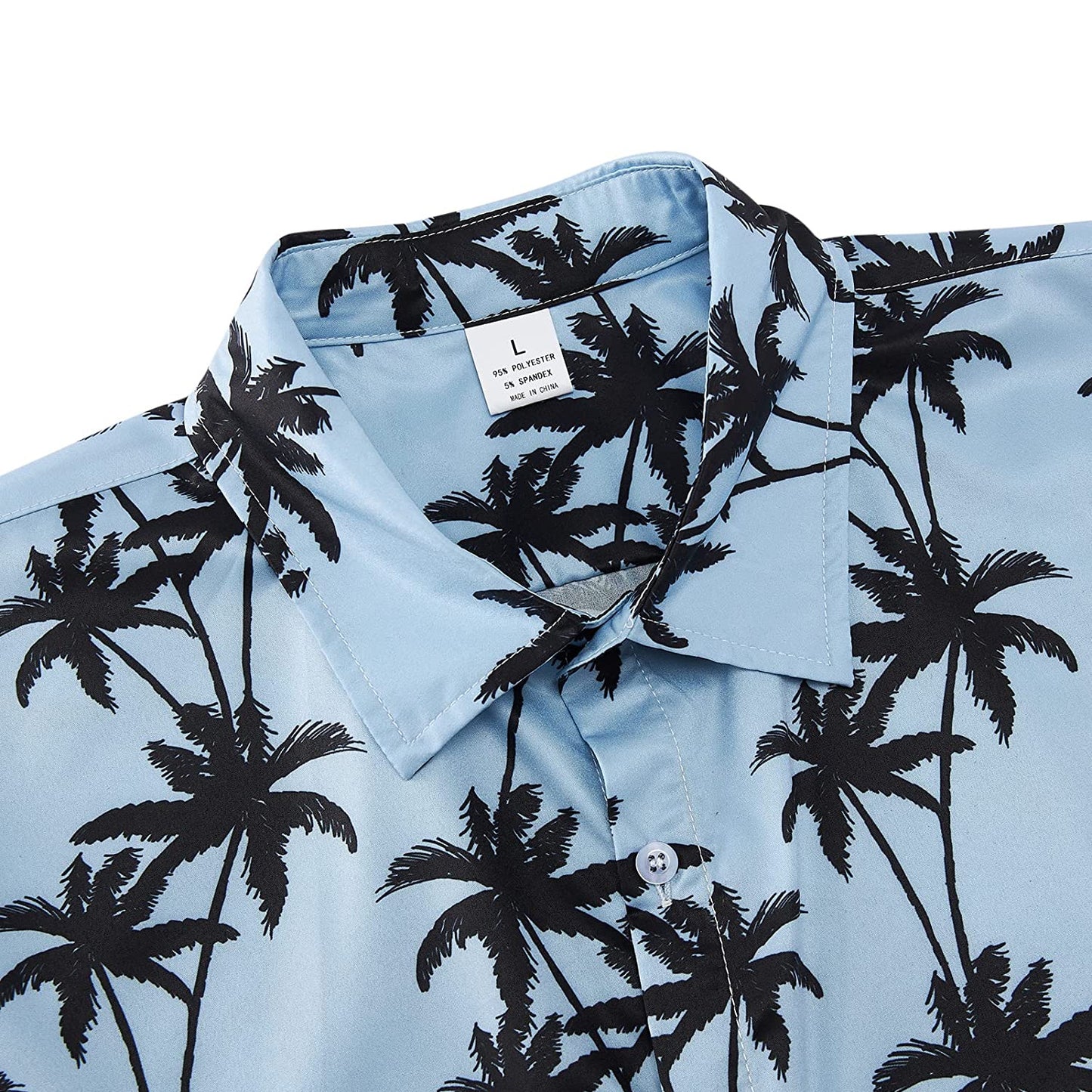 Palmboom lichtblauw grappig Hawaiiaans shirt