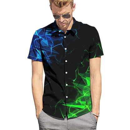 Groen &amp; Blauw Geometrie Grappig Hawaiiaans Shirt