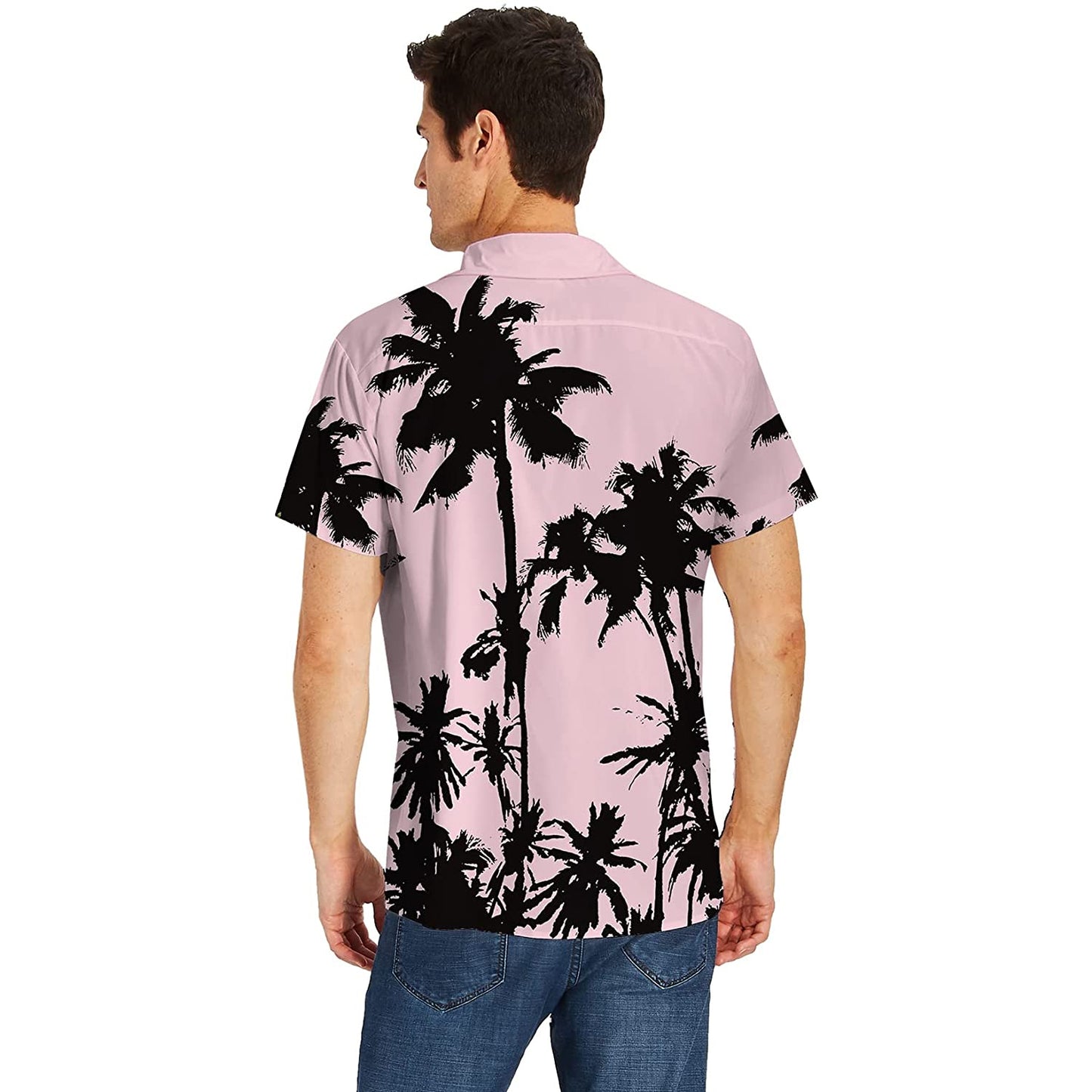 Roze palmboom grappig Hawaiiaans shirt