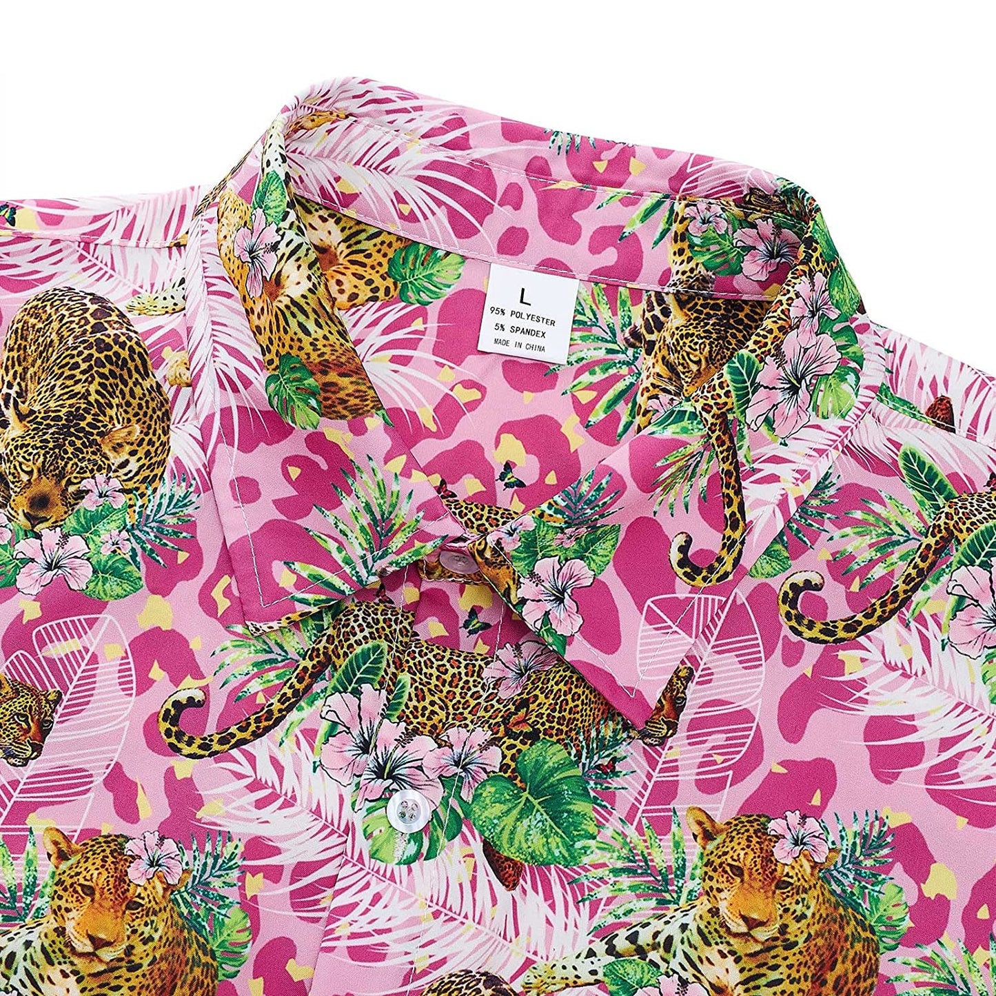 Lustiges Hawaiihemd mit Leopardenmuster in Rosa