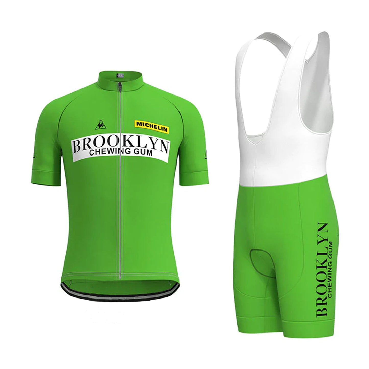 Brooklyn Green Vintage Kurzarm-Radtrikot Passendes Set