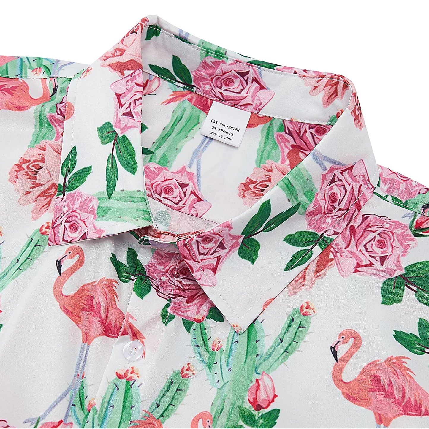 Cactus Rose Flamingo Grappig Hawaiiaans Shirt