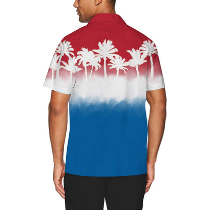 Lustiges Hawaiihemd mit rot-blauer Palme