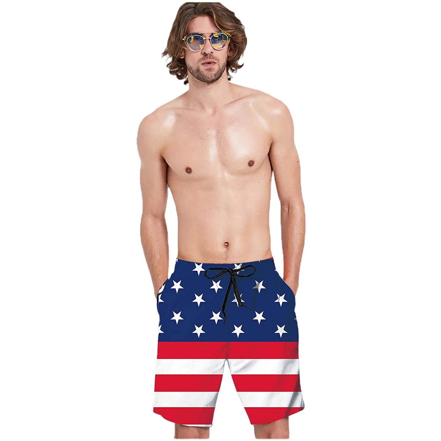 Lustige Badehose mit amerikanischer Flagge