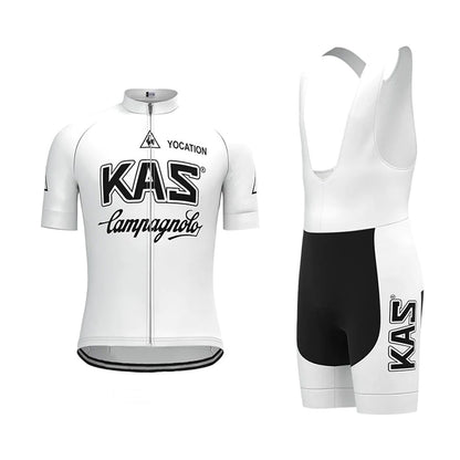 KAS Wit Vintage Korte Mouw Fietsshirt Bijpassende Set