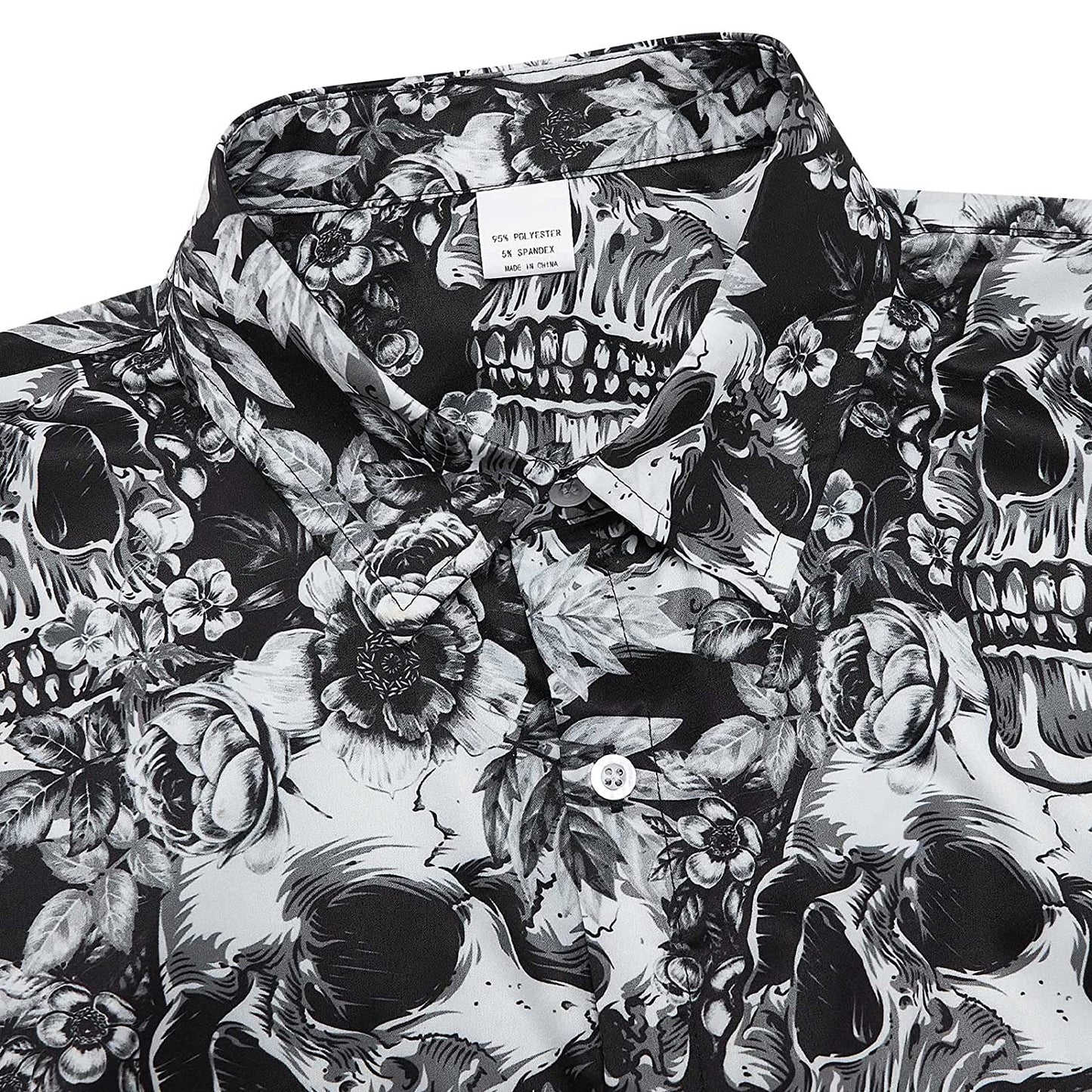 Flowers Skull Gray Funny Hawaiian Shirt