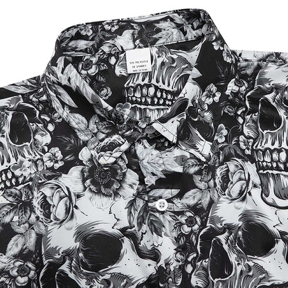 Flowers Skull Gray Funny Hawaiian Shirt