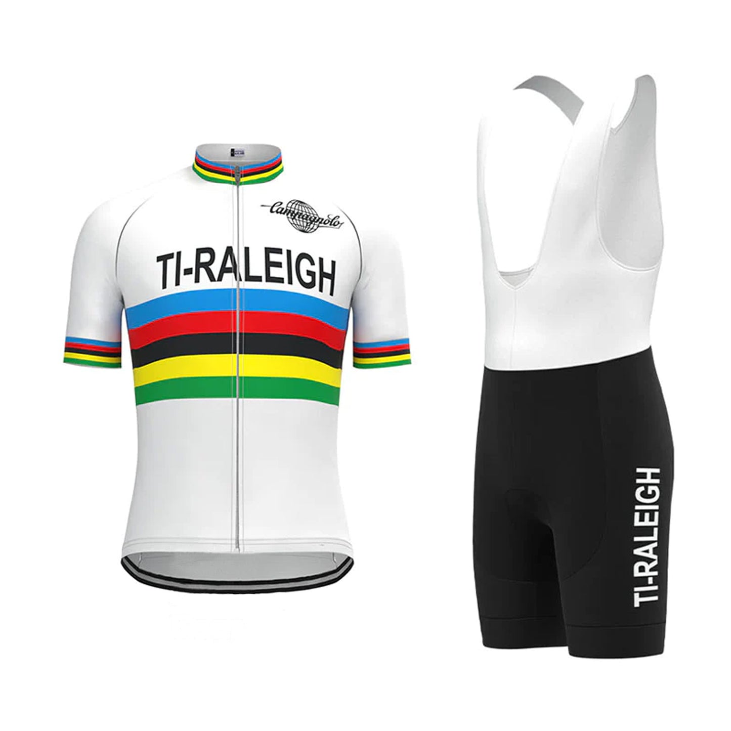 TI Raleigh Weißes Vintage Kurzarm-Radtrikot-Set