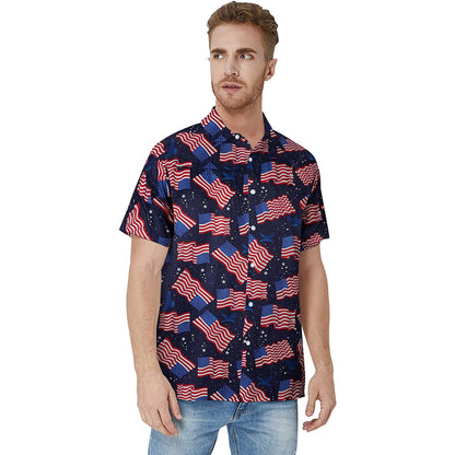 Lustiges Hawaii-Shirt mit Weltraum-Amerikanische Flagge