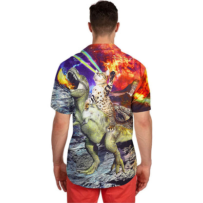 Kat rijdt Spitfire Dinosaurus Grappig Hawaiiaans Shirt