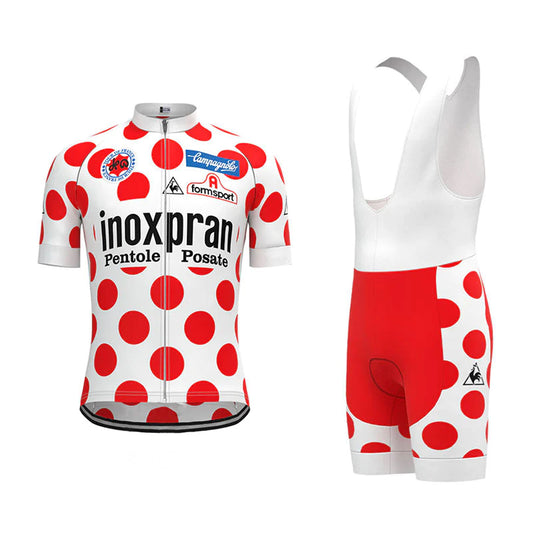 Inoxpran Rood Vintage Korte Mouw Fietsshirt Bijpassende Set